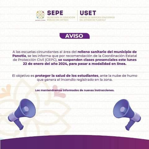 Suspenden clases en escuelas cercanas al relleno sanitario de Panotla