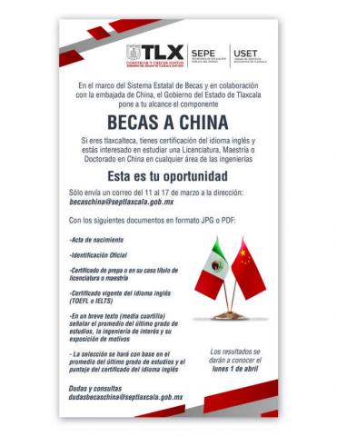 Abre Gobierno del Estado convocatoria de becas a China para estudiantes tlaxcaltecas imagen 1