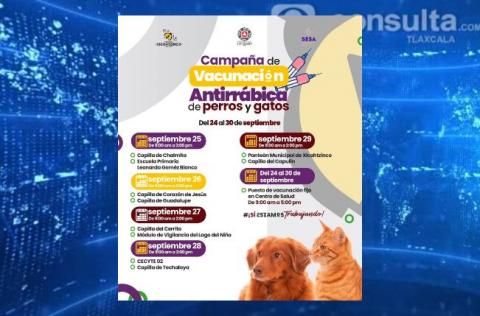 Anuncian campaña de vacunación para perros y gatos en Xicohtzinco