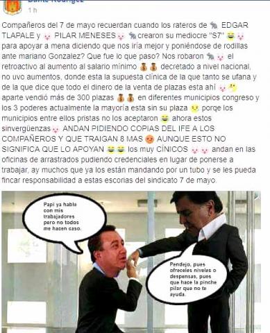 De ratas y cochinos acusan a los líderes del Sindicato 7 de Mayo