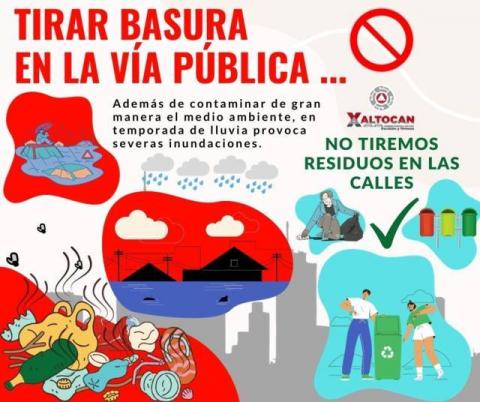 Impulsan campaña en Xaltocan para no tirar la basura en la vía publica