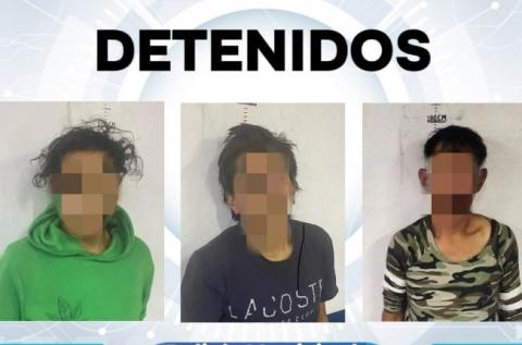 Detiene policía de Huamantla a tres sujetos por agresiones y robo de cámaras de vigilancia