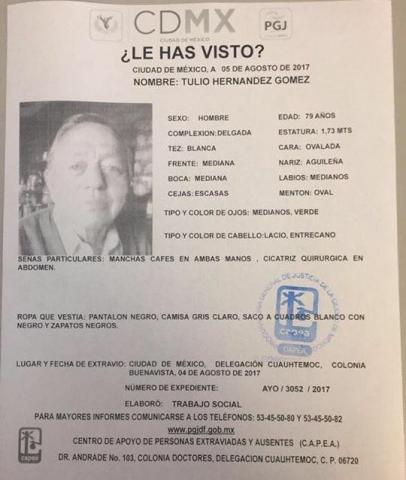 Reportan como desparecido al ex gobernador Tulio Hernández
