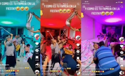 Se viraliza una familia por empujar a una abuelita luego de romper la piñata