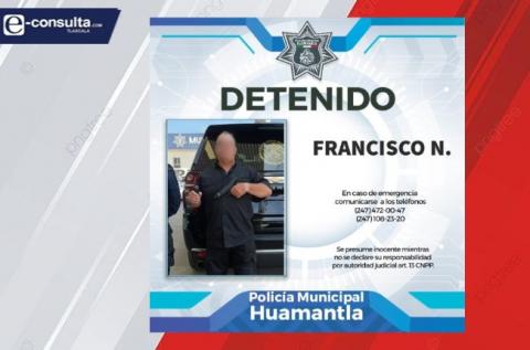Detiene policía de Huamantla a sujeto con @rma de fu3go sin permiso de portación
