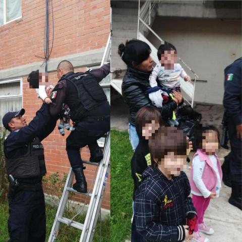 Rescatan policías de Apizaco a cuatro menores y una mujer que dejaron encerrados