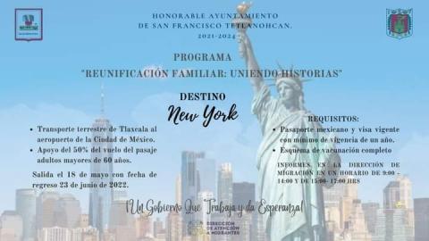 La actual administración de Tetlanohcan apoya a migrantes para reunirse con su familia.
