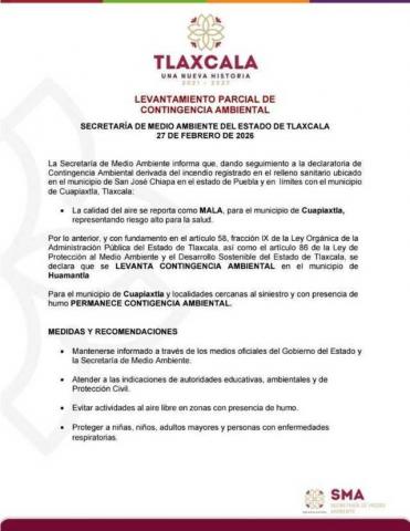 Levantamiento De Contingencia Ambiental En Huamantla imagen 1