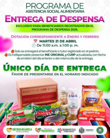 SMDIF Huamantla convoca a beneficiarios a la entrega de despensas de enero-febrero 2026