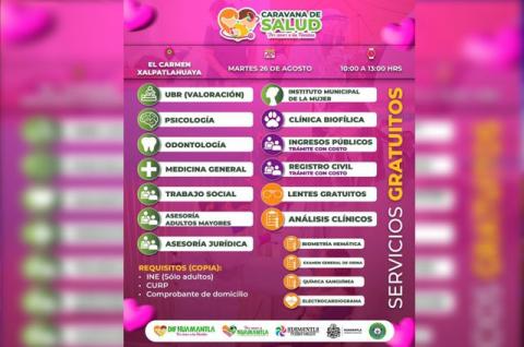 La caravana de salud llegará a el Carmen Xalpatlahuaya