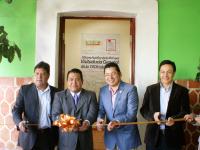 Tomás Vasquez, alcalde e Ixtacuixtla; Francisco Mixcoatl, ombudsman de Tlaxcala; Moisés Morales, presidente de la UPET, y Adolfo López, ombudsman de Puebla, en la inauguración de la nueva oficina auxiliar de la CEDH